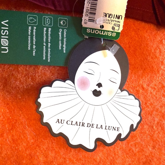 Burgundy Pierrot-style 100% organic cotton collar NWT - Picture 5 of 9